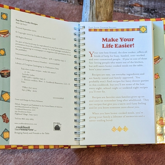 New Easy Slow Cooker Spiral Bound Hardcover Recipe Book - Picture 9 of 14